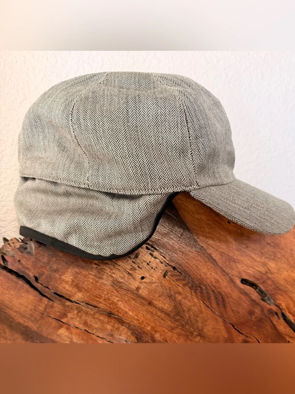 Amicale L XL CAP camel hair warm ear flap hat padded lined